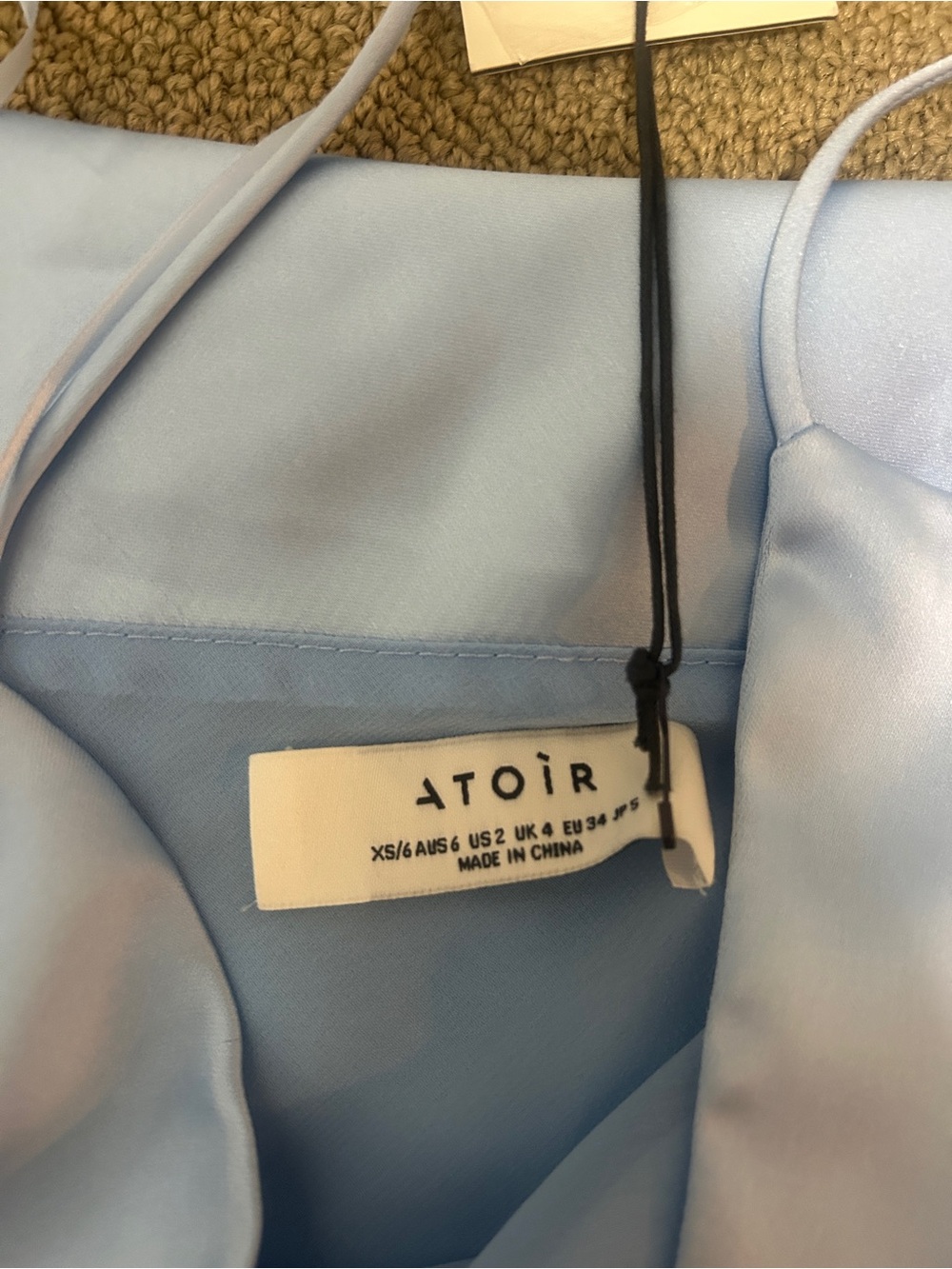 Atoir Powder Blue Satin Slip Dress with Spaghetti Straps - Picture 4 of 5